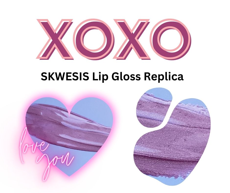 Fire Kiss Lip Gloss. The color SKWESIS illuminates a soft pink glow. The lip gloss is packaged with an applicator wand that lights up when the lip gloss is applied.